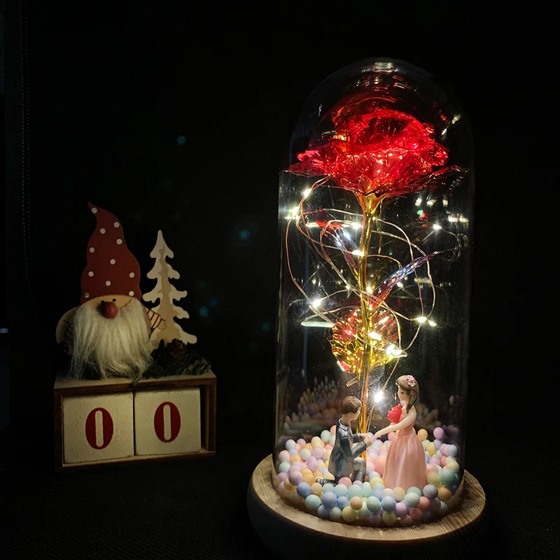 Креативный подарок на день Святого Валентина покрытая фольгой 24 К розовая