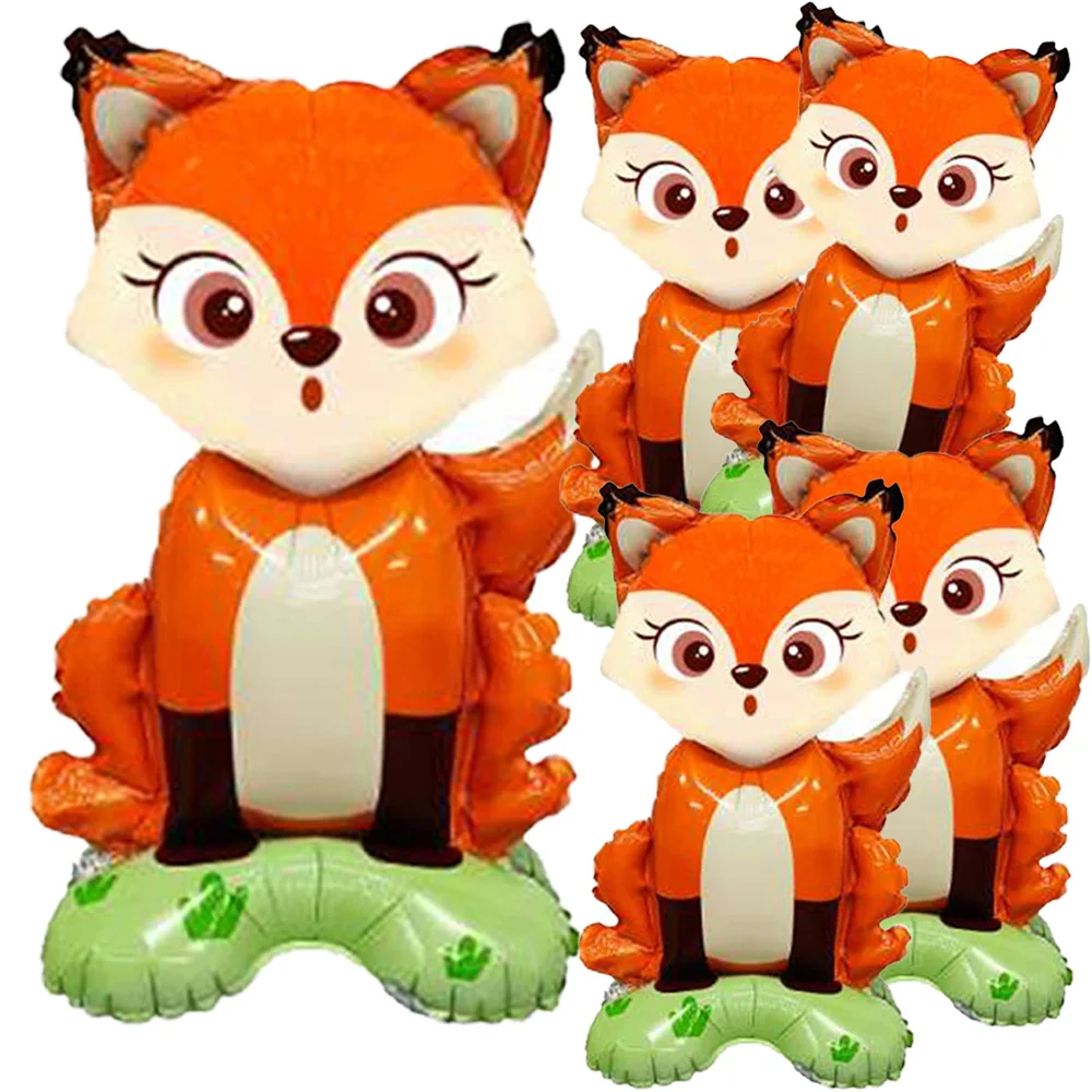 

6 Pcs 3D Fox Foil Balloons Decorations Jungle Safari Animal Zoo Theme Woodland Balloon Kids Baby Shower Birthday Party Supplies