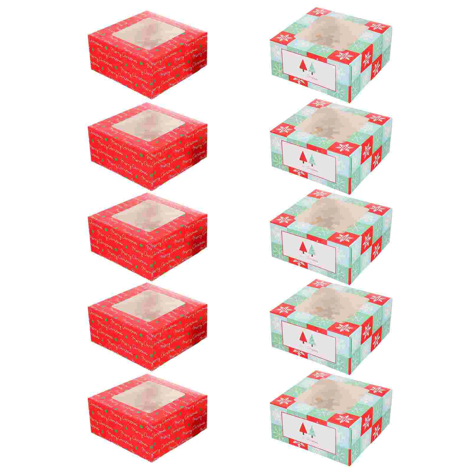 

10Pcs Christmas Cake Packaging Boxes Food Packing Boxes Portable Cake Container