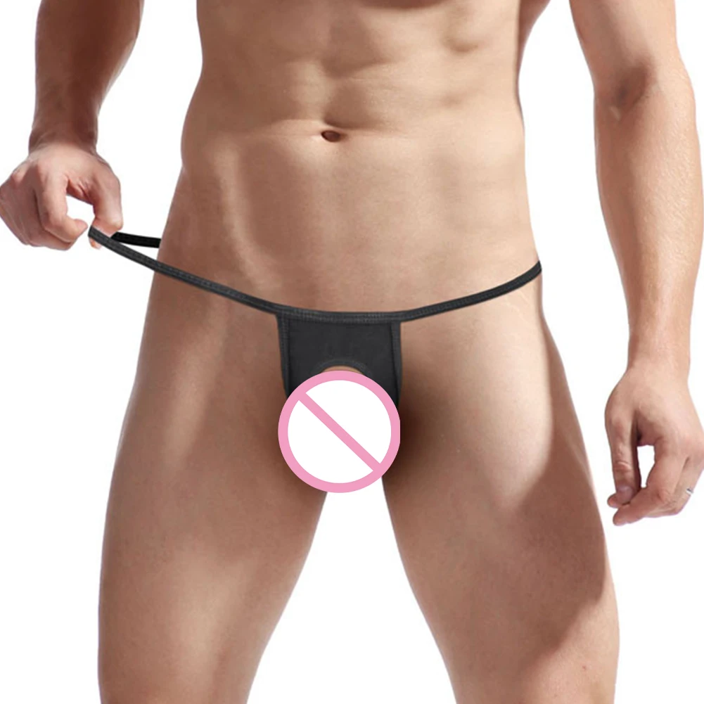 

Sexy Men Thong Enhance Pouch Bikini G-String Front Open Hole Mini Briefs Tangas Posing Underwear T-back Low Rise Lingerie