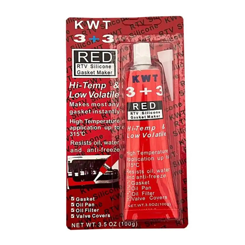 

Gasket Sealer High Temp | Waterproof Red RTV Gasket Maker | 100g Multipurpose Silicone Engine Sealant for Metal Glass Wood Rubbe