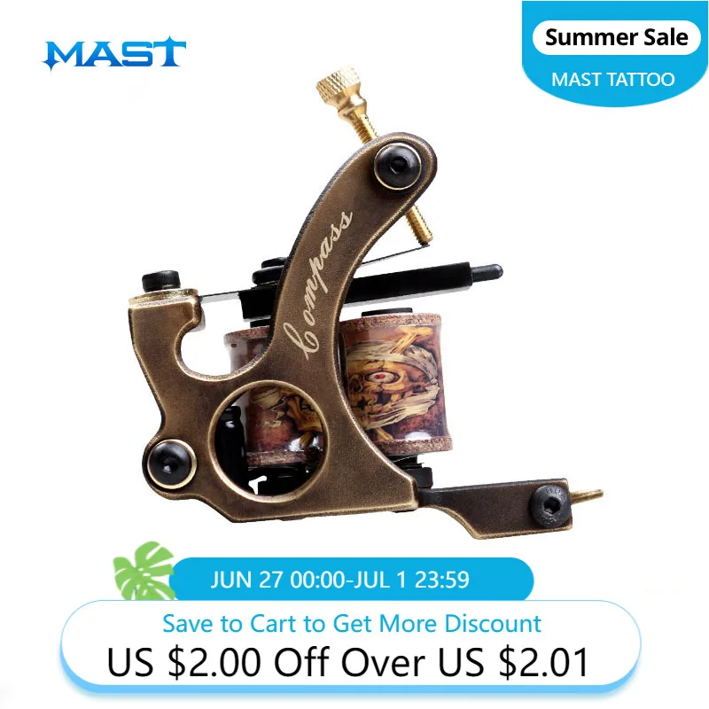 

2 pcs Handmade Whole Wire Cutting Copper Machine Tattoo Machine 10 Wraps Coil Tattoo Gun Liner and Shader