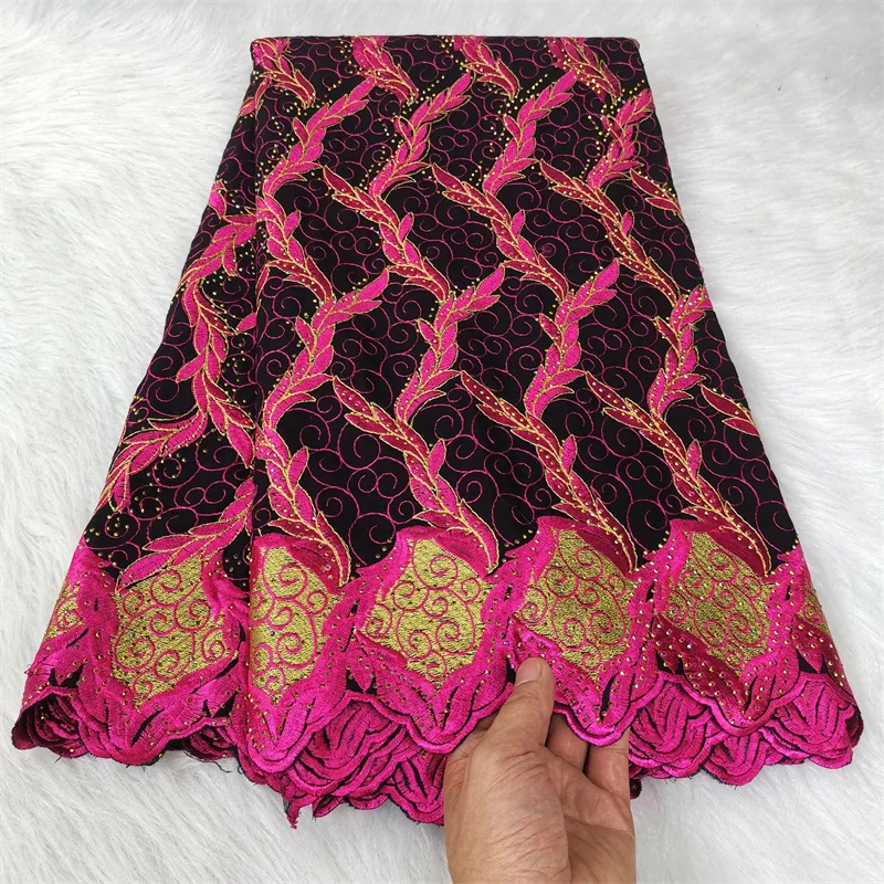 

5 yard Swiss lace fabric heavy beaded With stones embroidery African 100% cotton Swiss voile lace popular Dubai style 9L072102