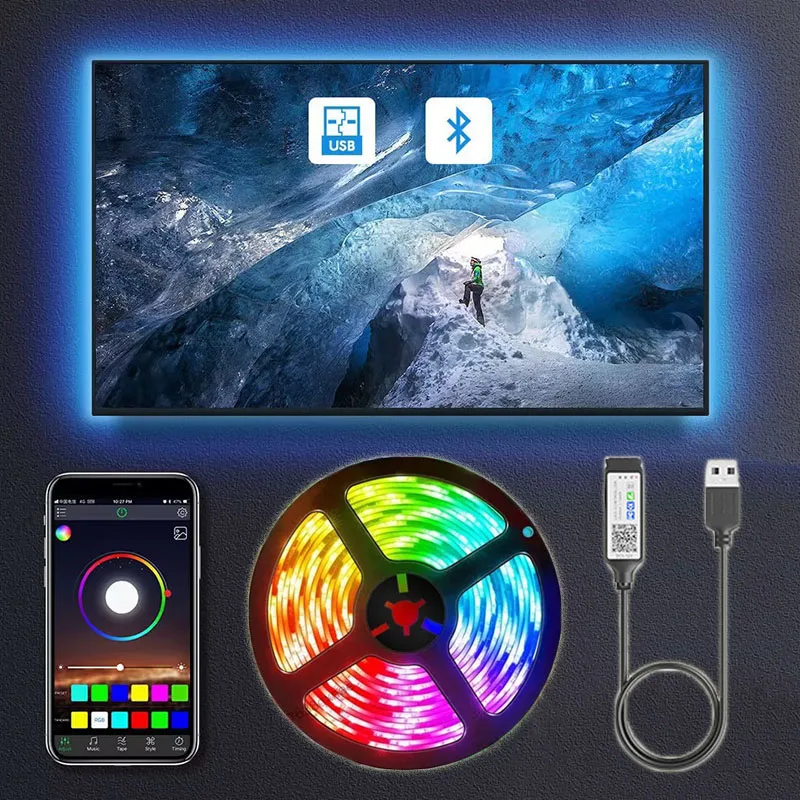 

Led Strip Light Flexible RGB 5050 Led Lights Bluetooth APP Controller Ribbon Lighting TV Room Decor Luminous Lamp Tape