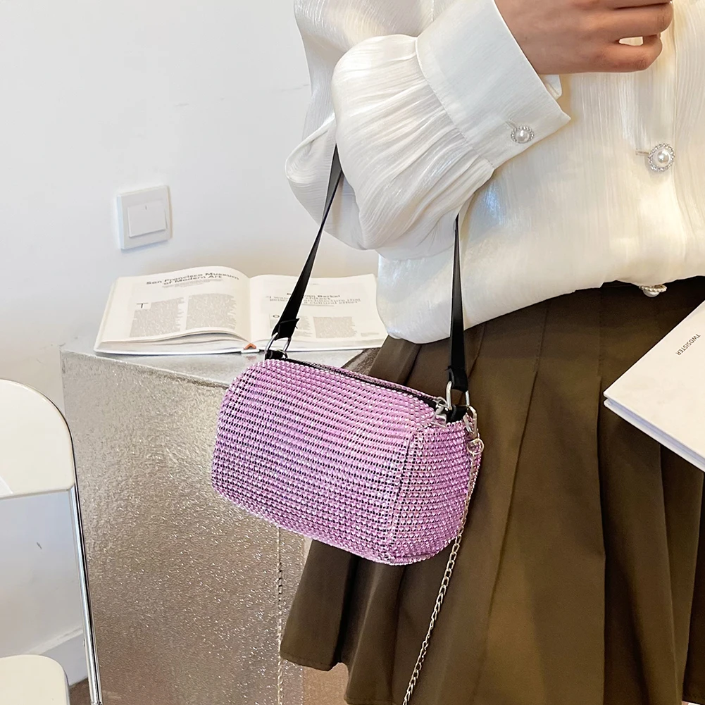 

Женская сумка-тоут с яркими бриллиантами, портативная дамская сумочка на ремне через плечо, мешок-клатч на цепочке и молнии, Женский саквояж