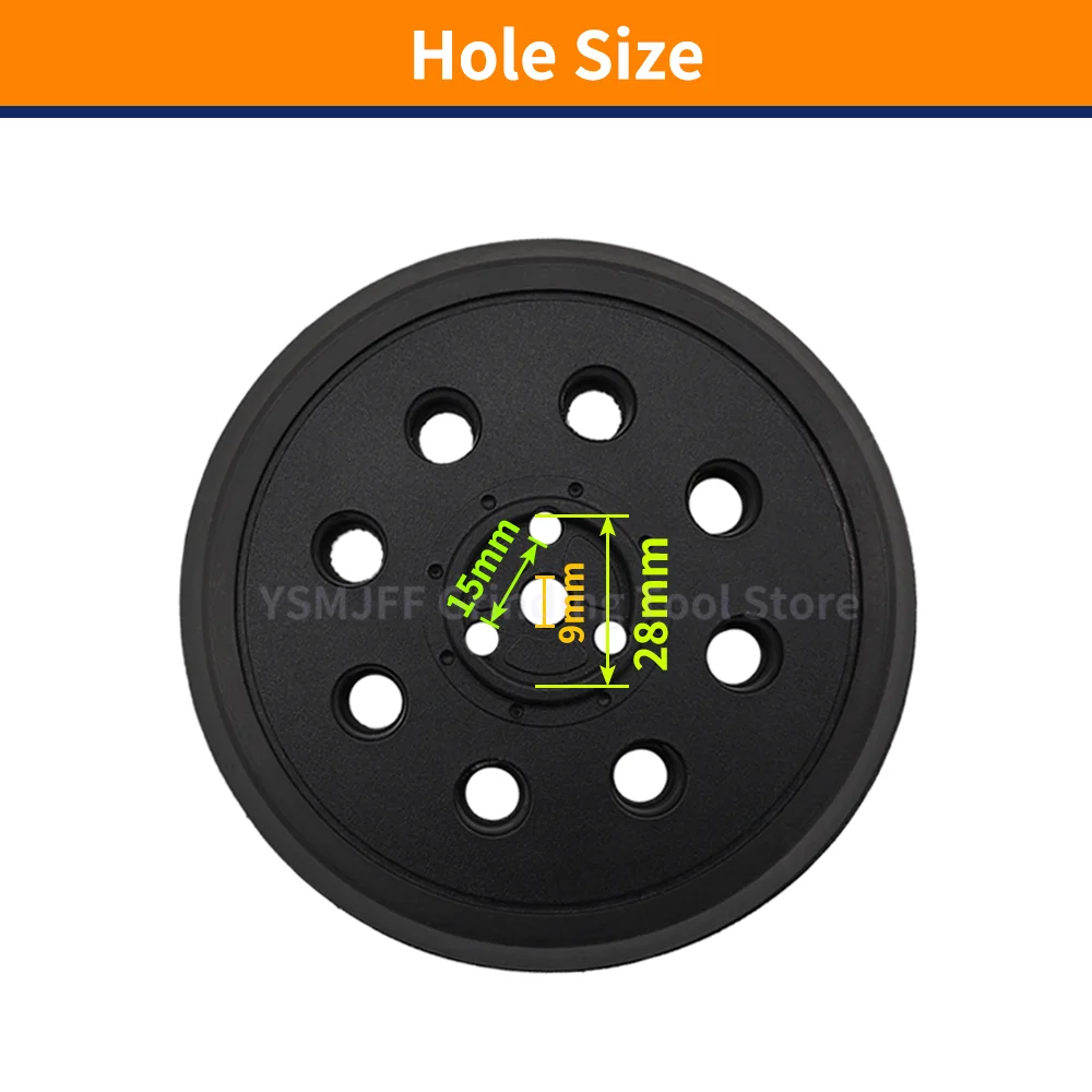 Фото 1 шт., 5-дюймовая шлифовальная подушечка с 8 отверстиями для Bosch RS032 и RS031, жесткая подложка, совместимая с Bosch 1295DP 1295D 1295DH №3