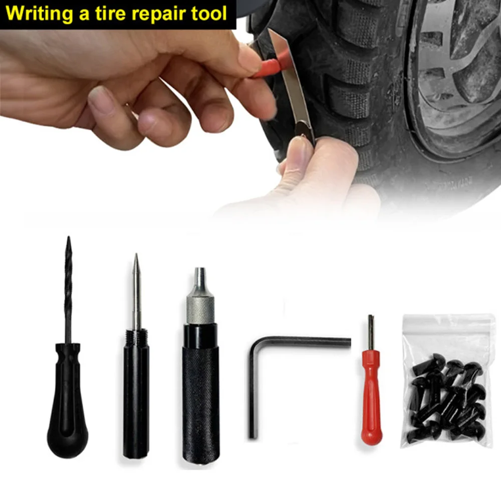 5 Pcs Car Motorcycle Tire Repair Plugger Tools Set Mushroom Plug Probe Nozzle Dropshipping Tire Wheel Repair Kit Quick Repair