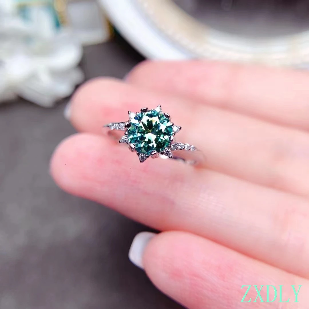 

Newest crackling green moissanite ring for women jewelry engagement ring for wedding 925 silver ring birthday gift