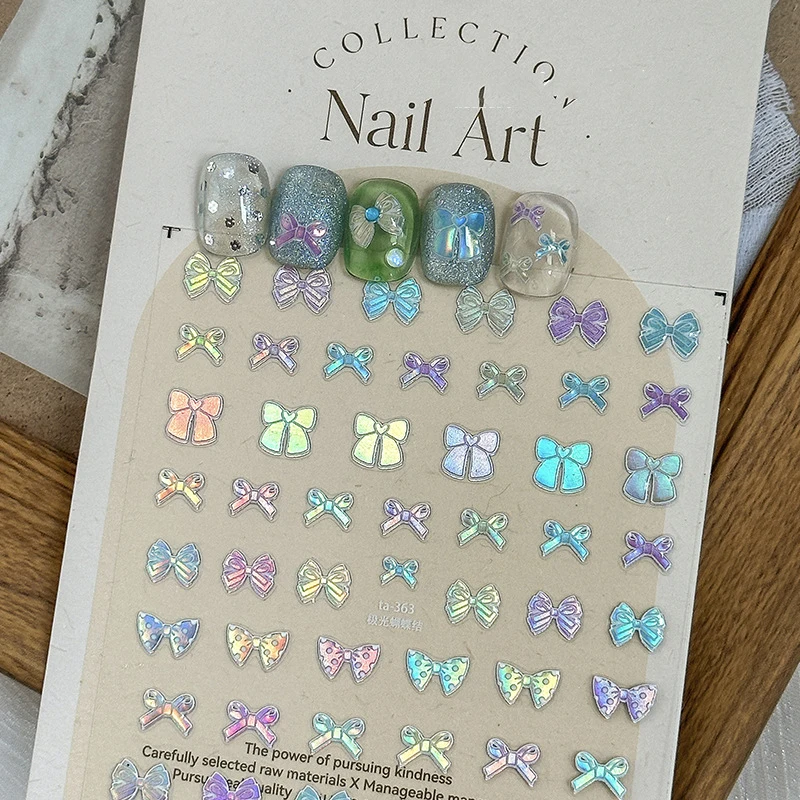 Гелатические Наклейки Для Ногтей С Бантом Лента Аврора Самоклеящиеся Ползунки