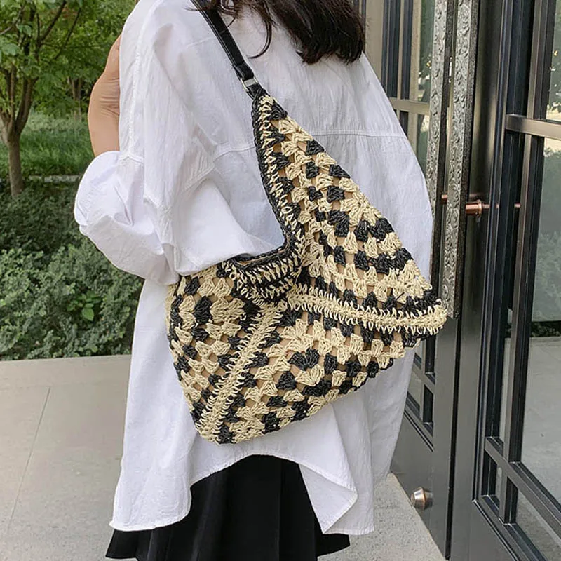 

Summer Women Weave Straw Underarm Tote Bag 2023 New In Travel Big Beach Shoulder Bags Handmade Lady High-capacity Handbags