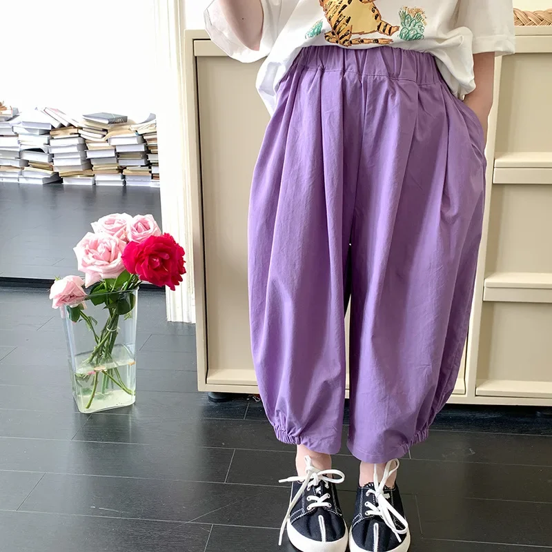 

Летние модные тонкие свободные брюки для маленьких девочек в повседневном стиле