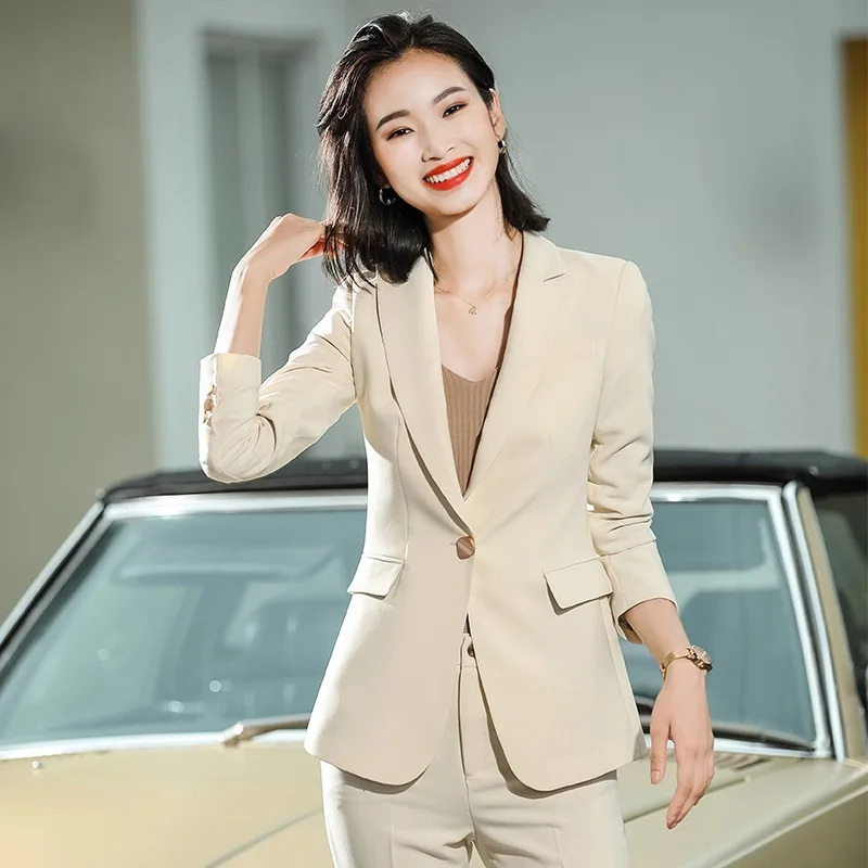 

Женский костюм из двух предметов на весну и осень, новый стиль для отдыха, элегантная подходящая одежда для поездок и работы, куртка с брюками