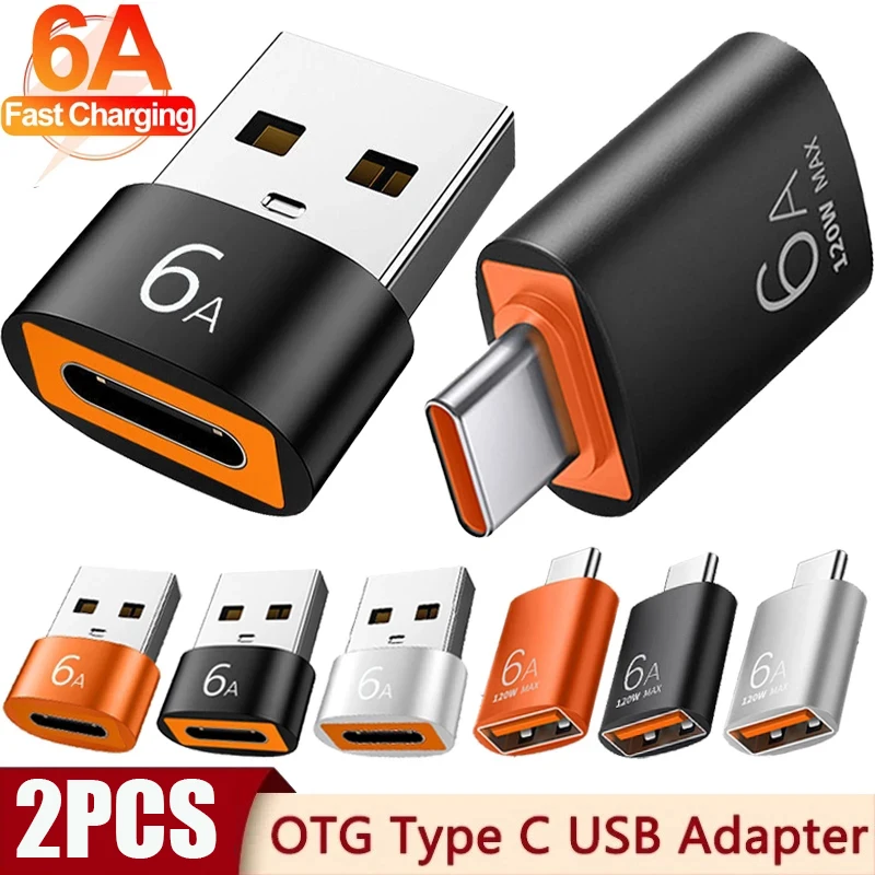 

6A USB To Type-C and Type C to USB OTG Converter USB 3.0 Charger Adapter for iPhone Samsung Xiaomi PC USB C Charging Connector
