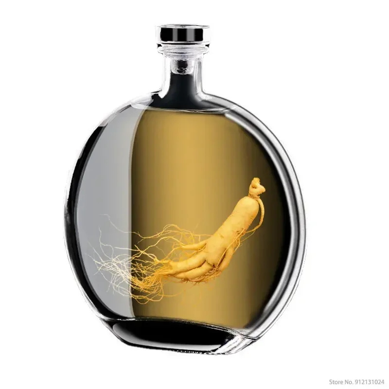 Круглая бутылка для вина прозрачная стеклянная посуда ликера спирта без свинца