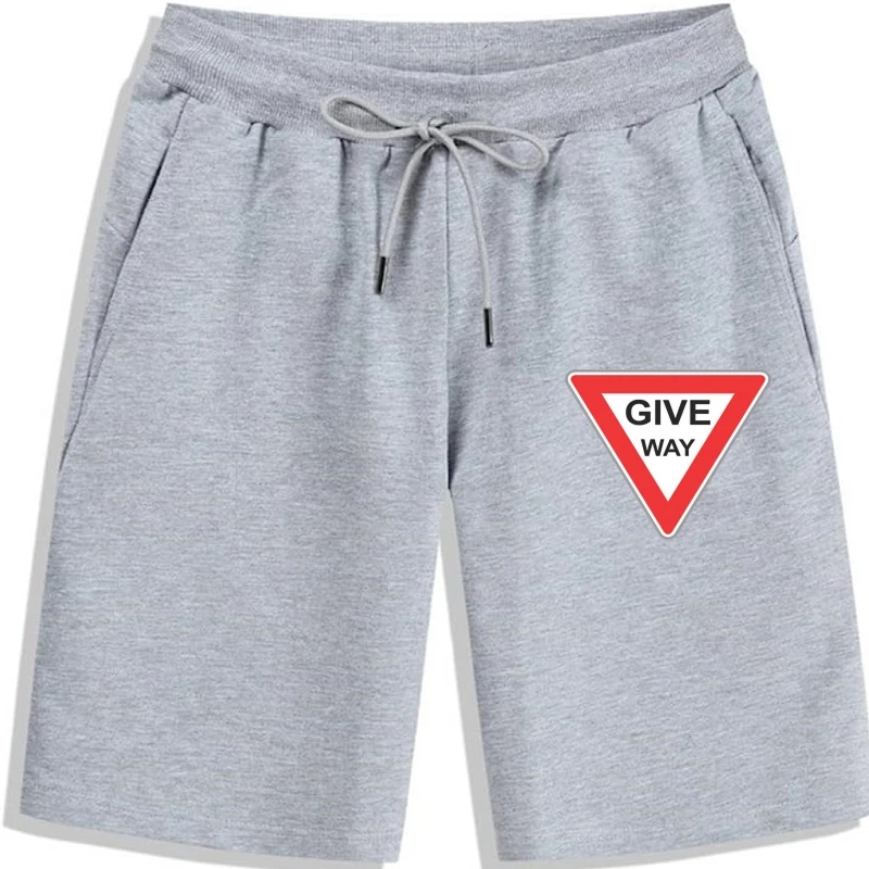 

Print Road Sign Give Way shorts for men Men 100% Cotton Adult Men Shorts Pure cotton Leisure