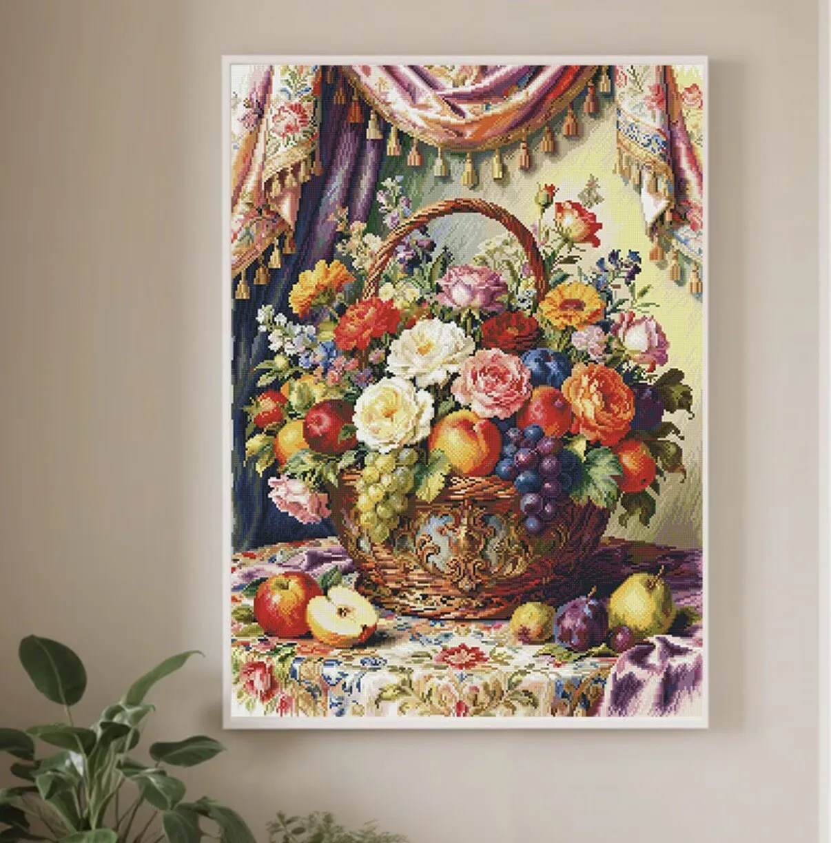 Фото Набор для вышивания 9CT 75X100CM с фруктовым мотивом, набор для вышивания крестиком для гостиной, набор для рукоделия с хлопковыми нитками, 71 цвет №1