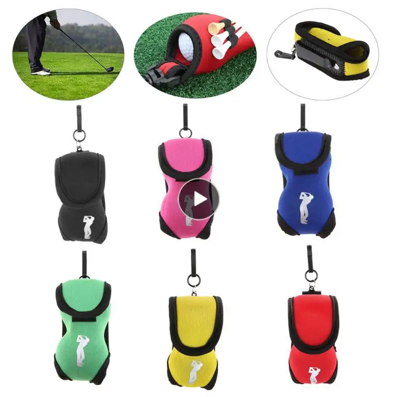 

Small Golf Ball Bag Mini Waist Pack Bag 4 Tee Neoprene Holder Sports Bag On For Outdoor Golf Training Balls Tee