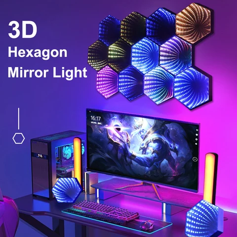 RGB 3D шестигранный зеркальный туннель
