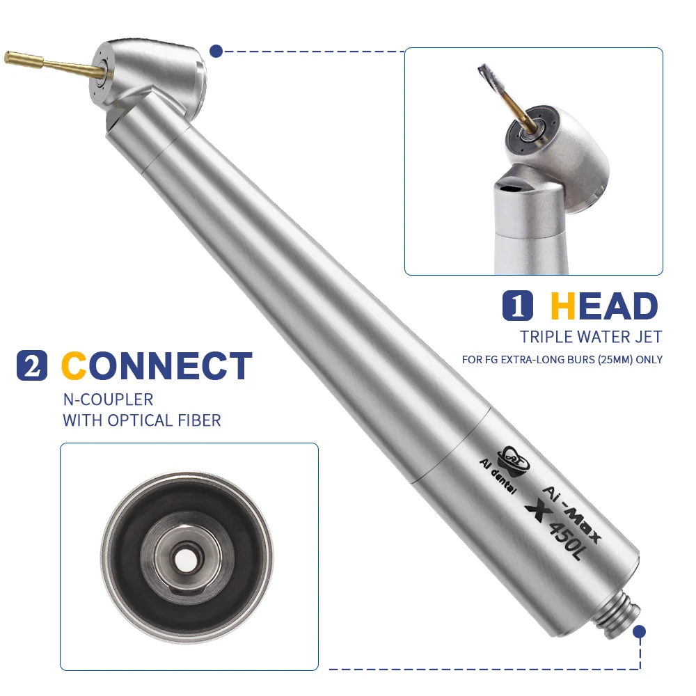 

X450L dental surgery machic high speed handpiece air turbine single water spray 45 degree miniature head dental chair