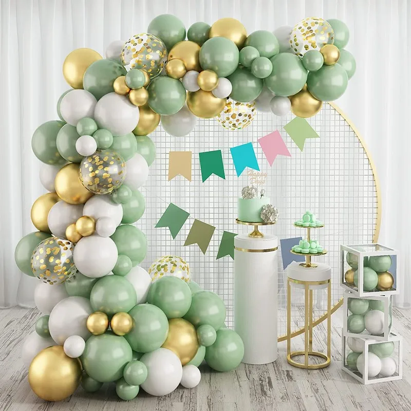 Macaron Green воздушные шары-гирлянды с золотыми конфетти шары из латекса набор для