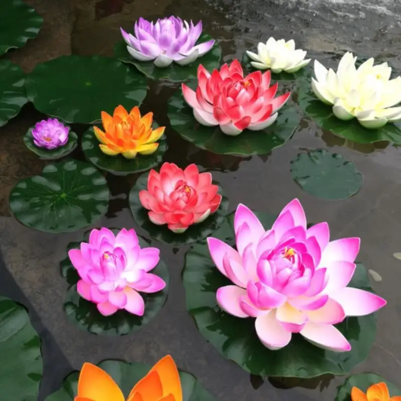 

1pcs Artificial Floating Water Lily EVA Lotus Flower Pond Decor 10cm Artificial Lotus Pond Tank Plant Ornament Home Garden Decor
