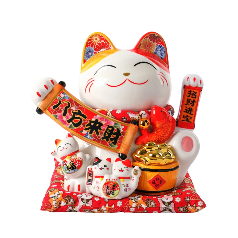 

Lucky Cat Decoration Crafts Shop Opening Front Desk Home Living Room Cashier Savings Bank Office Creative Gift Shaking Hand