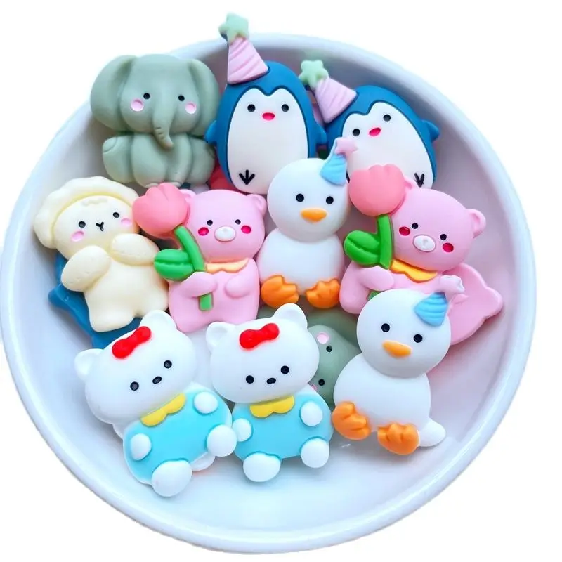 

10 шт. новые милые мини смешанные Мультяшные животные с плоской задней стороной искусственная Смола ювелирные изделия для рукоделия декоративные аксессуары