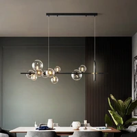 modern led chandalier fixtures glass ball pendant lights dining living room decor coffee black lustres restaurant hanging lamp