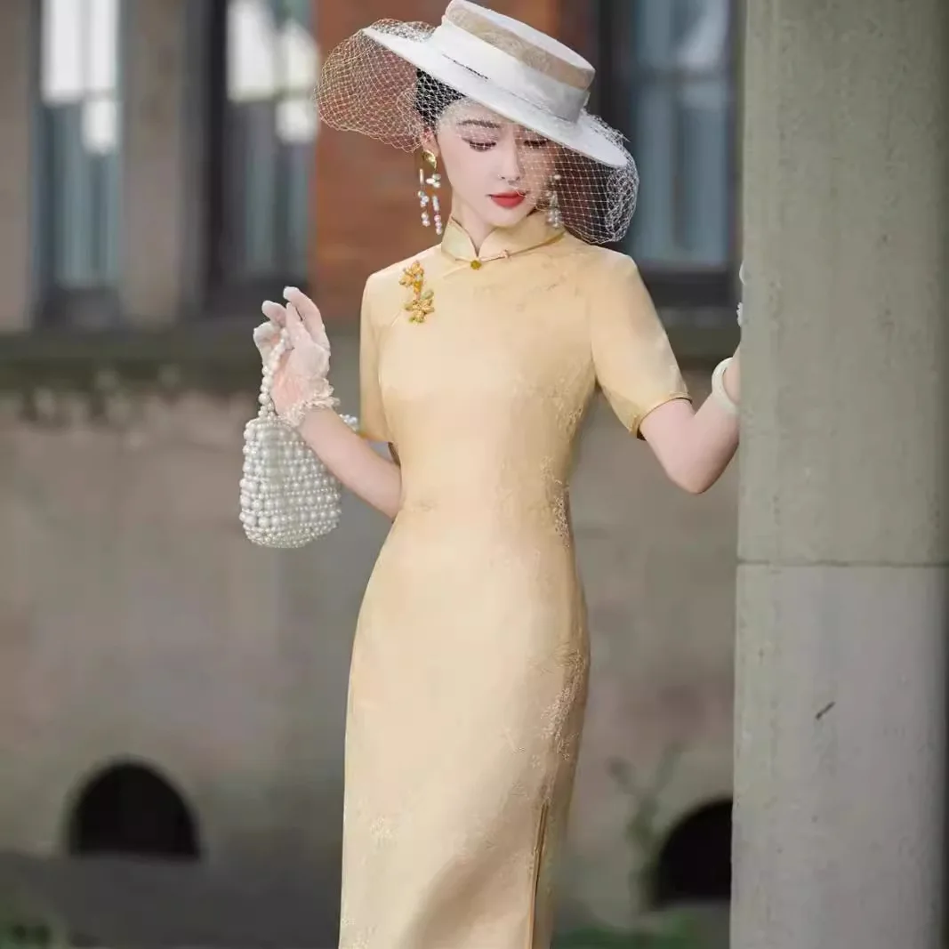 Высококачественное Cheongsam Qipao 2024 новое летнее улучшенное китайское платье из