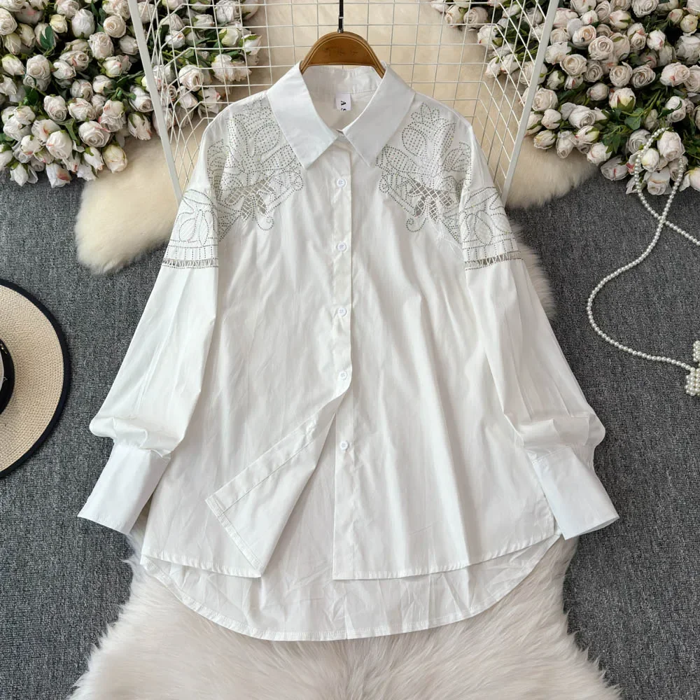 Базовые повседневные однобортные свободные топы с длинными рукавами и