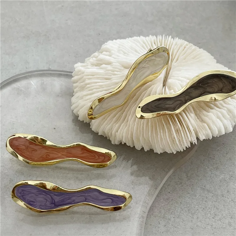 

Temperament And Beautiful Drop Oil Alloy Barrettes Side Clip Design Sense Elegant Metal Duckbill Clip Bang Clip Korean Style New