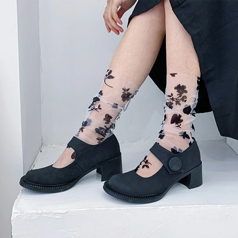 

Прозрачные женские носки, цветные летние ультратонкие нейлоновые свободные длинные носки со звездами, женские милые сетчатые кружевные носки для девочек, Sox