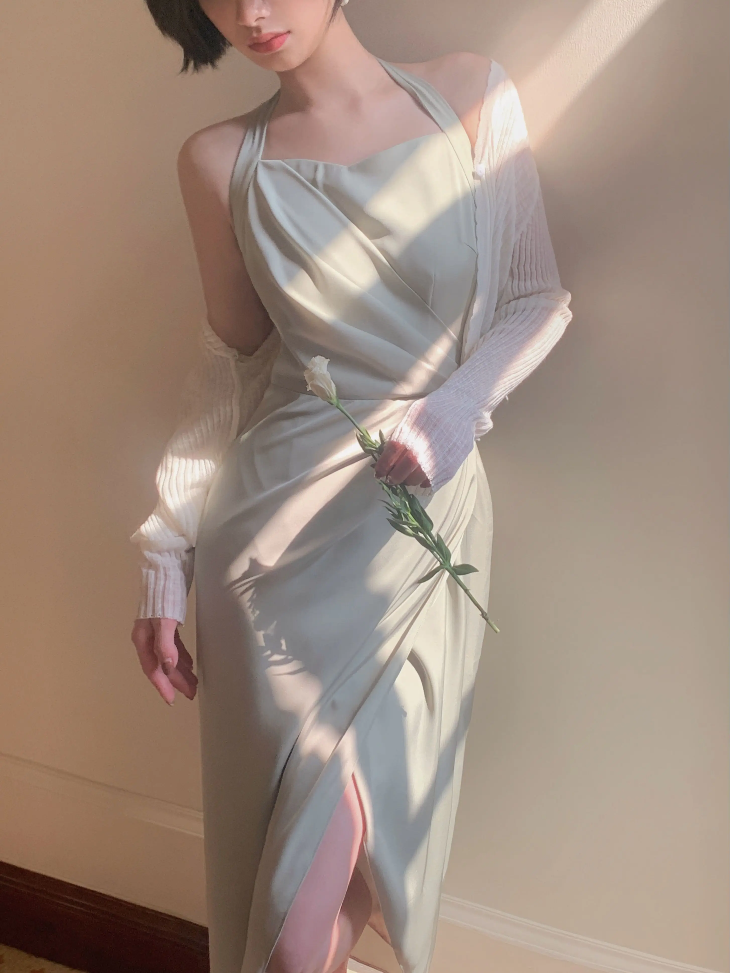 

Summer Women Satin Sexy Elegant Halter Dress Party Female Summer Backless Clothing Vestidos