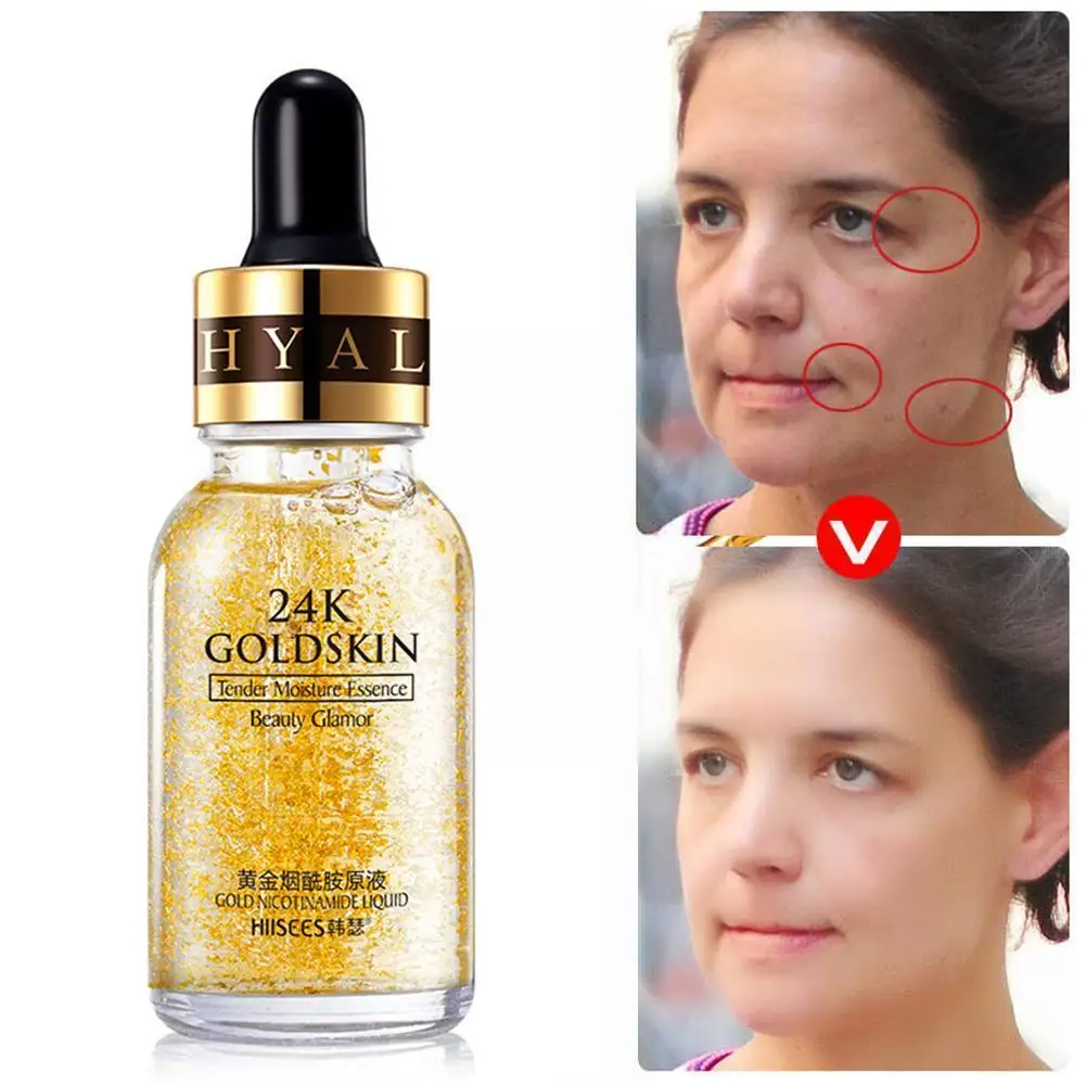 

30ml 24k Gold Hyaluronic Acid Moisturizing Face Serum Oil Shrink Cosmetics Makeup Skin Essence Control Repair Skincare Pore R0p3