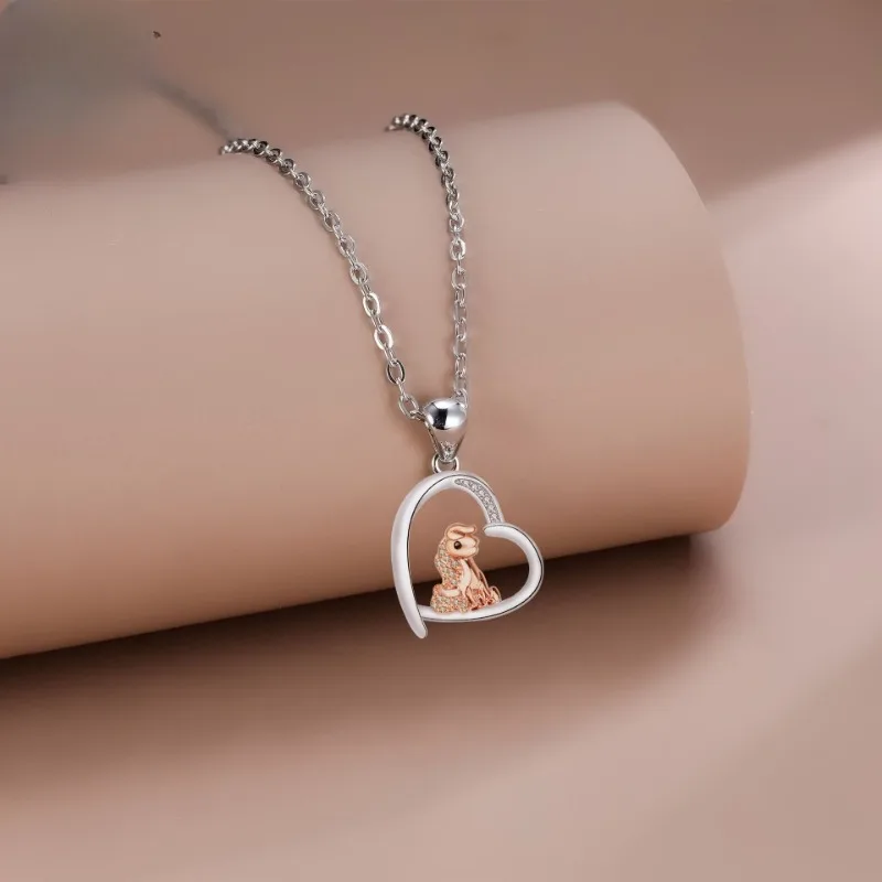 Модное ожерелье с подвеской в виде единорога сердце фианитом ожерелья для женщин