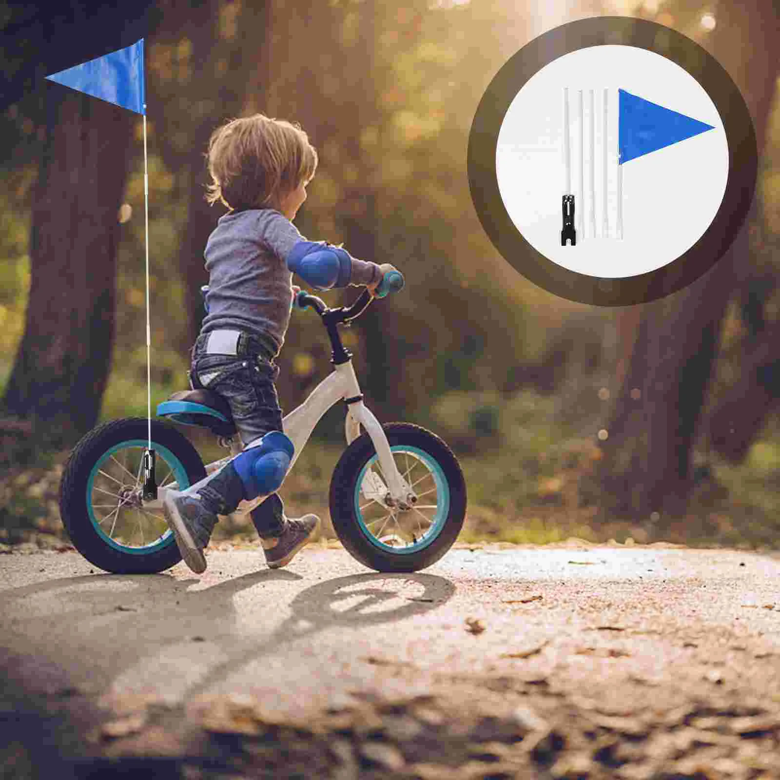 

Bike Safety Flag with Pole Adjustable Height Visibility Flag for Kids Decoration Children Outdoor Cycling Supplies Blue