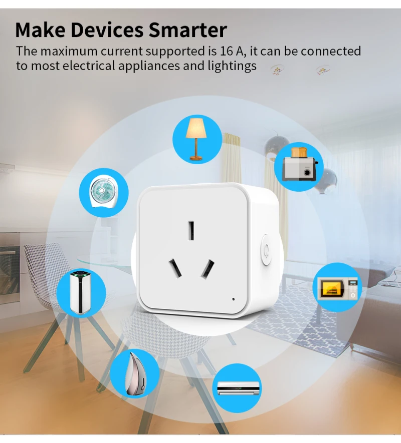 

Смарт-розетка Tuya Wi-Fi, 1/5 шт., с монитором питания