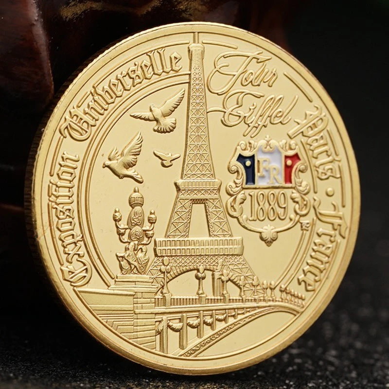 

Город романтики позолоченная коллекция окрашенных медалей специализированная Эйфелева башня, Париж, Франция памятные монеты