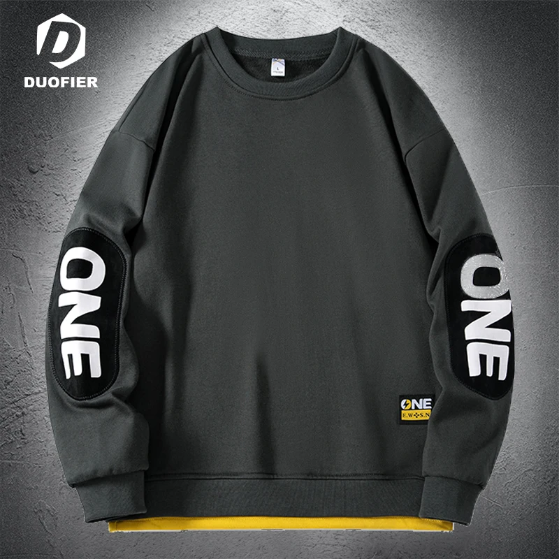 Свитшот мужской с имитацией двух предметов, повседневный Свободный дышащий свитшот в стиле пэчворк, с надписью, большие размеры 8xl