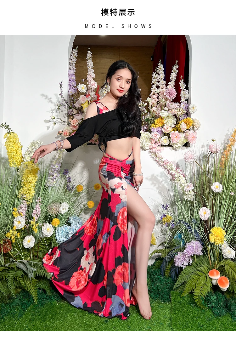 Женский костюм для танца живота комплект из двух предметов с кружевной юбкой и