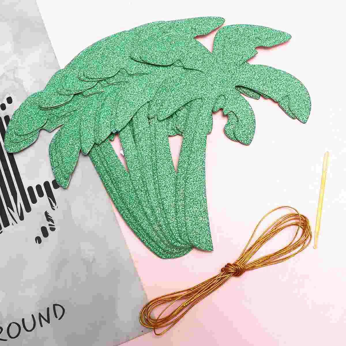 

1Pc Hawaiian Hanging Flags Lets Get Flocked Flag Hawaii Vacation Flag Beach Fun Accessories (Green)