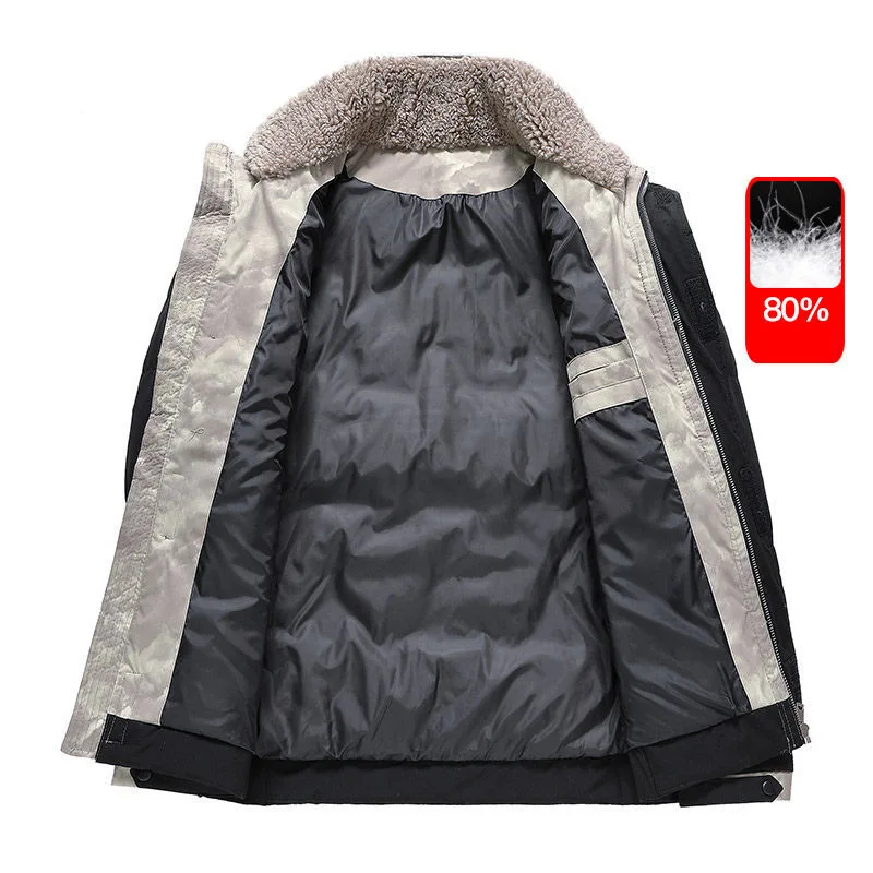 Winter light white duck down jacket men's short trend lamb fleece collar thickened warm jacket top shopping men's clothing
