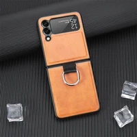 luxury 2 in 1 holder case for samsung galaxy z flip 3 5g phone case protection finger ring case bumper shockproof back cover