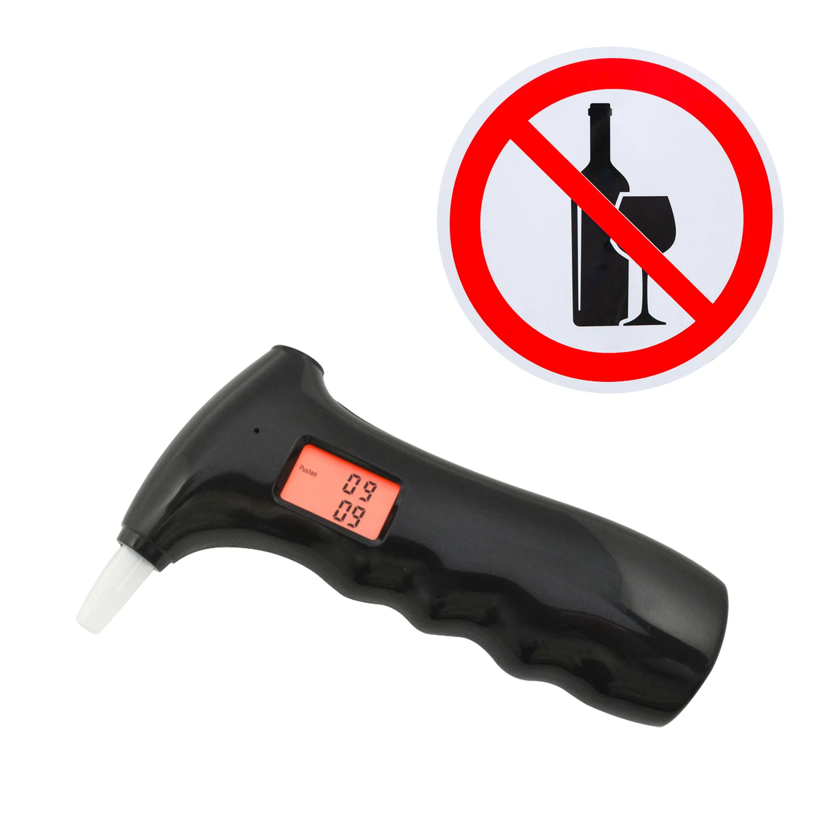 

Breathalyzer Black Digital Tester Breathalyzer With 5 Mouthpieces For Personal Drivers Use Accuracy Breathalyzer With LCD Displa