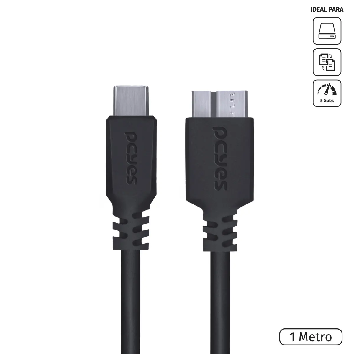 

EXTERNAL HD CABLE USB TYPE C FOR MICRO USB B 3.0 1 METRO BLACK-P3UCMBP-1