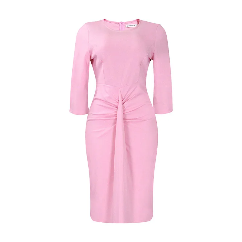 Plus Size Women Clothing Female Party Dress Elegant Half Sleeve Solid Midi Slim Bodycon Afican Dresses Fashion Ladies Outfits