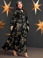 toleen women plus size large maxi dresses 2022 black luxury chic elegant long sleeve floral evening party festival robe clothing