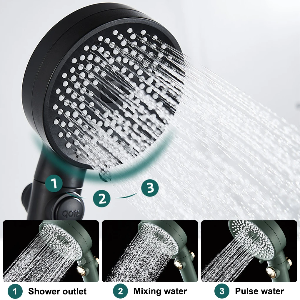 

RecabLeght Handheld Shower Head 3 Modes Pressure Boosting Showerhead Detachable Washable Spraying One-Key Stop Bath Sprayer ABS