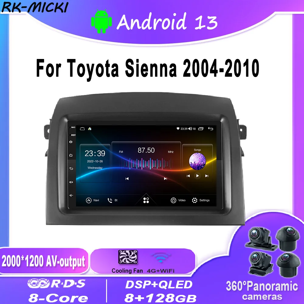 

Reproductor car multimedia player con GPS,Radio con Android13 Carplay,4G,WiFi,DSP,7 pulgadas,para Toyota Sienna 2004-2010