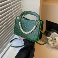 pearl chain armpit bag womens bag summer new fashion stone pattern messenger bag design feeling retro shoulder bag